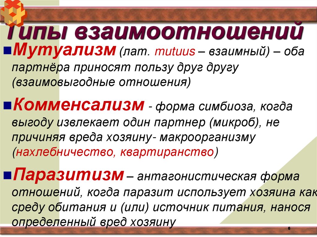 Типы взаимоотношений