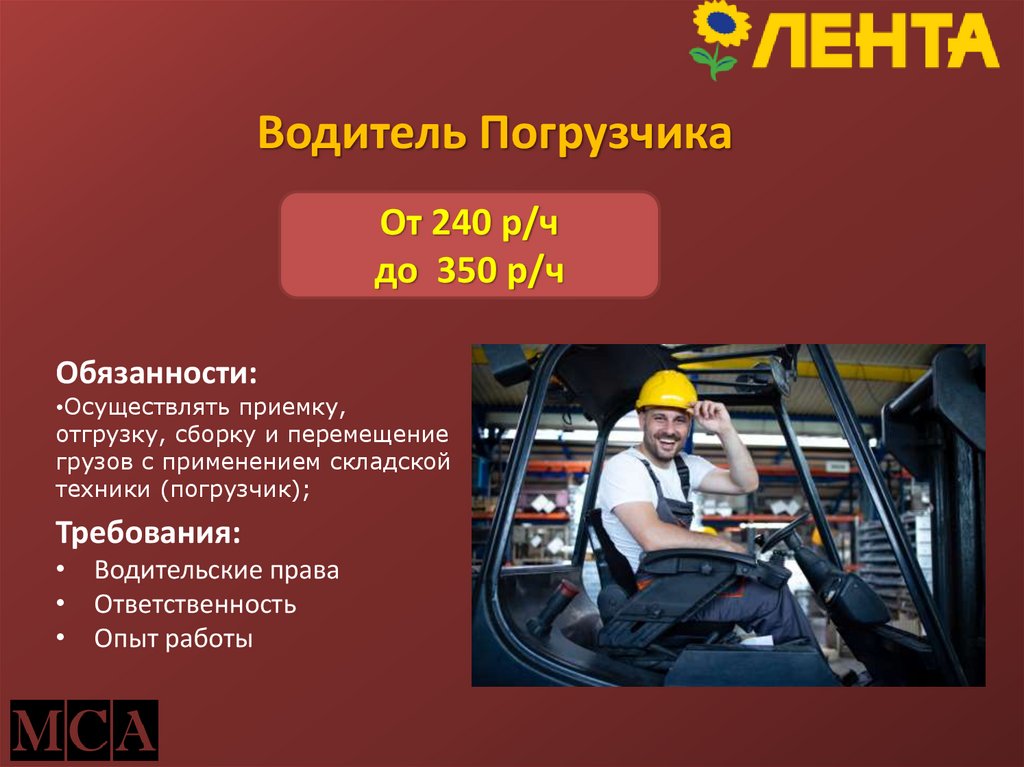 Водитель Погрузчика