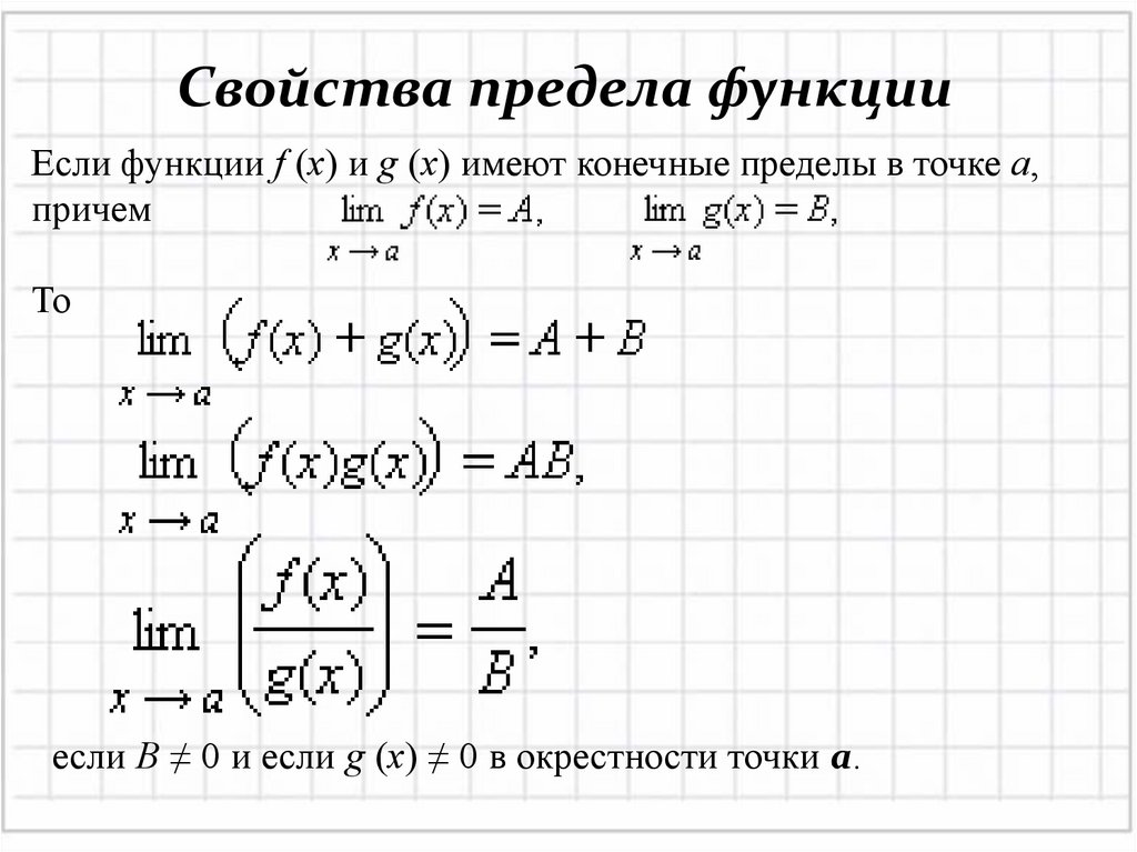 Свойства предела функции