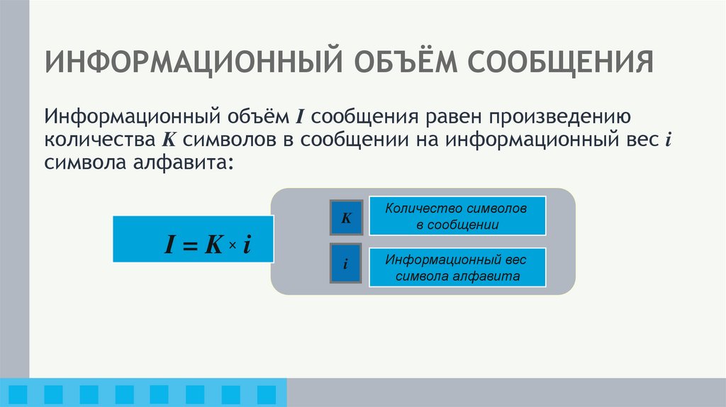 ИНФОРМАЦИОННЫЙ ОБЪЁМ СООБЩЕНИЯ