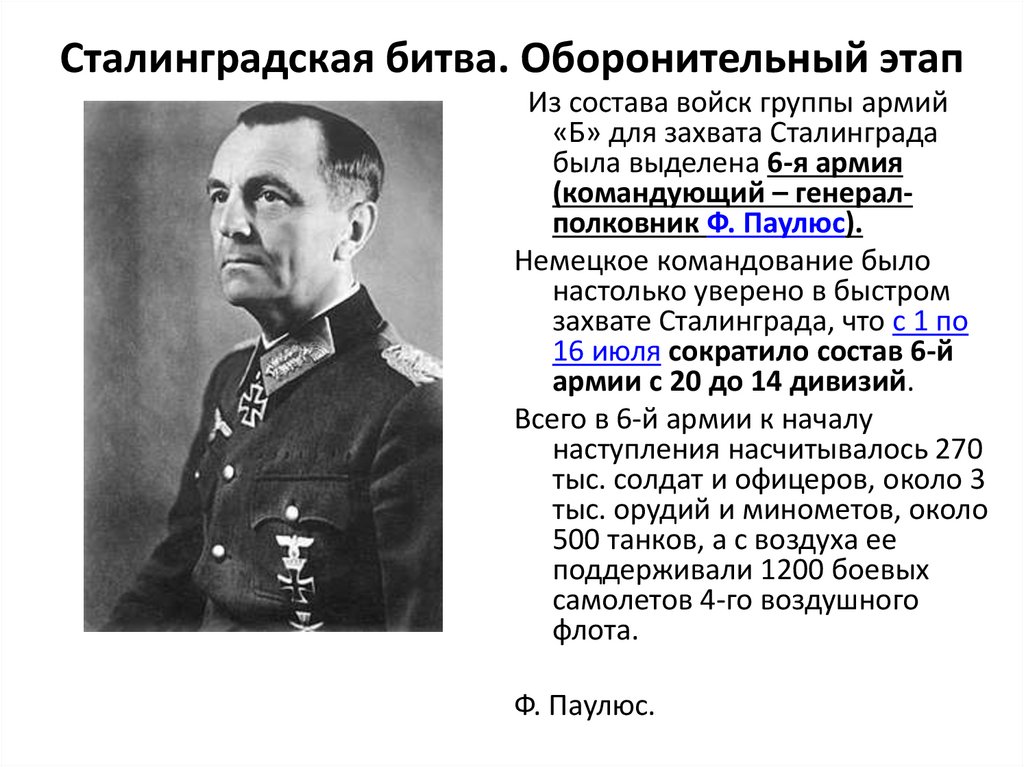 Сталинградская битва. Оборонительный этап