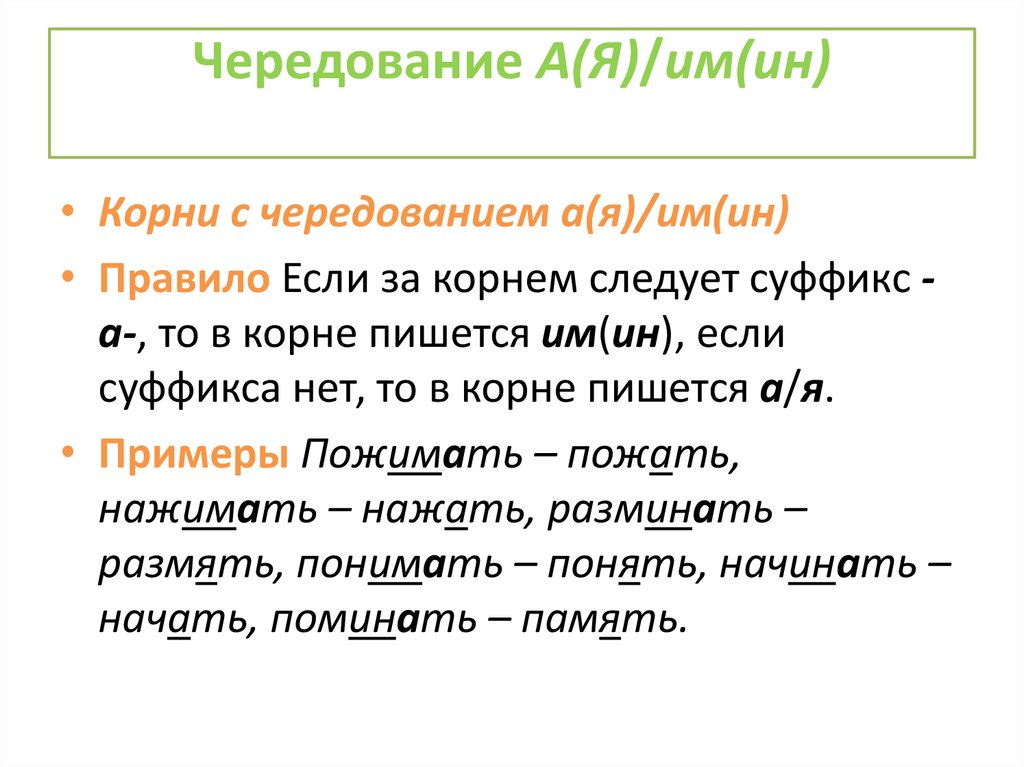 Чередование A(Я)/им(ин)