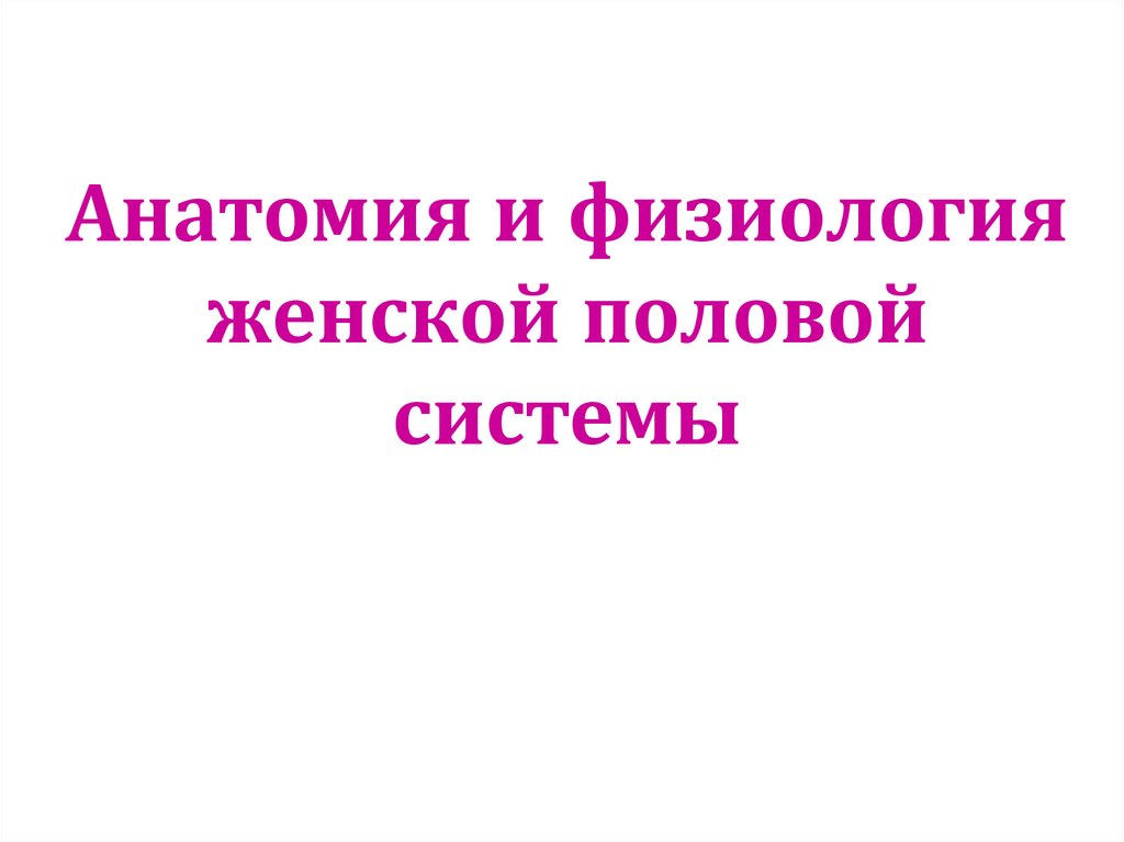 Анатомия и физиология женской половой системы