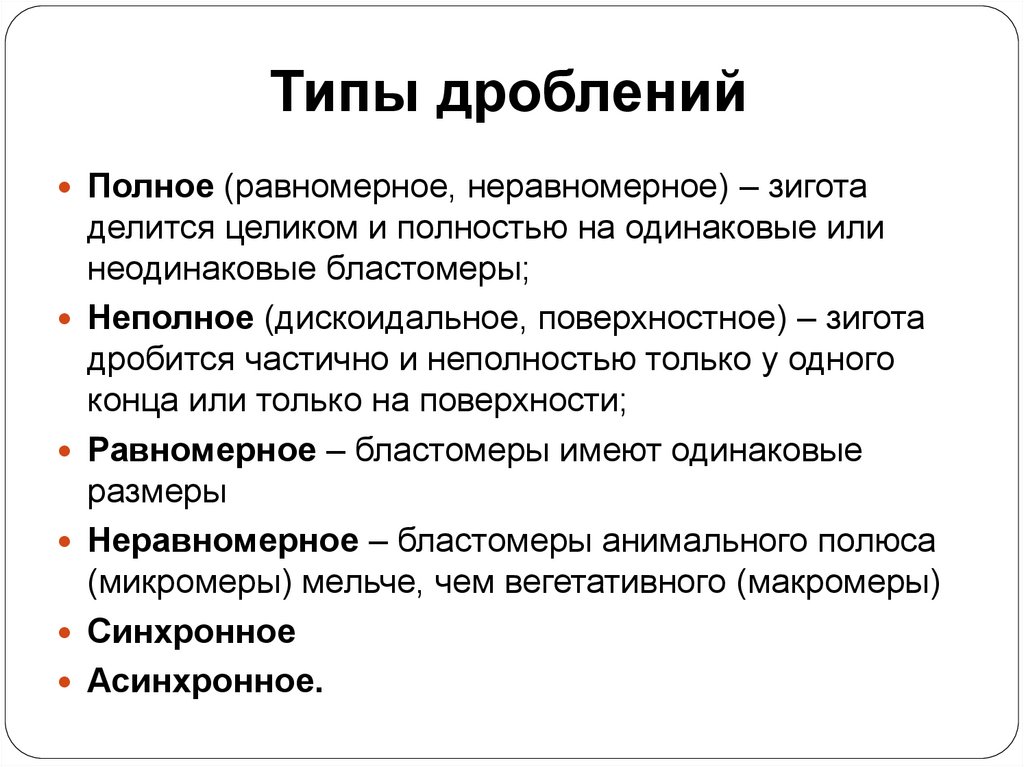 Типы дроблений