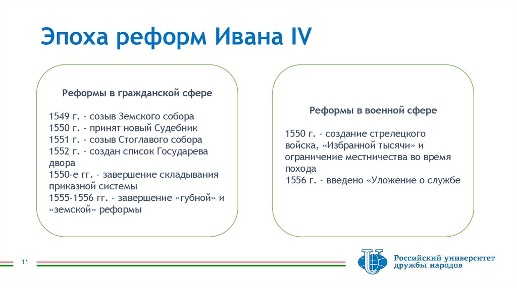 Эпоха реформ Ивана IV