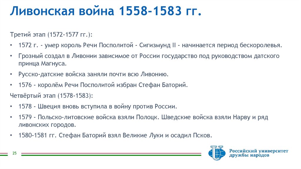 Ливонская война 1558-1583 гг.