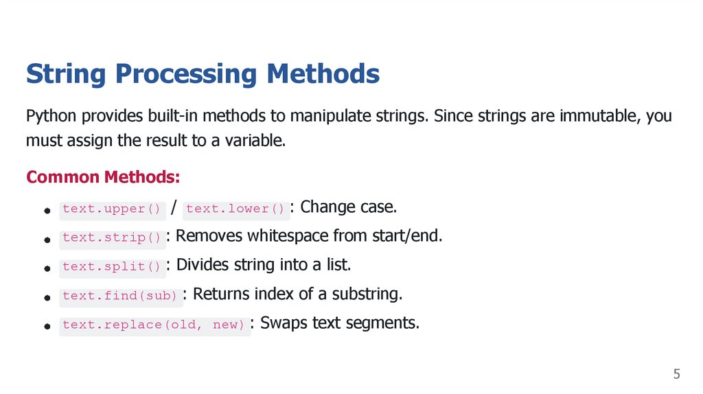 String Processing Methods