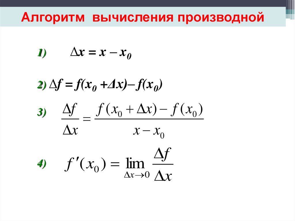 Алгоритм вычисления производной
