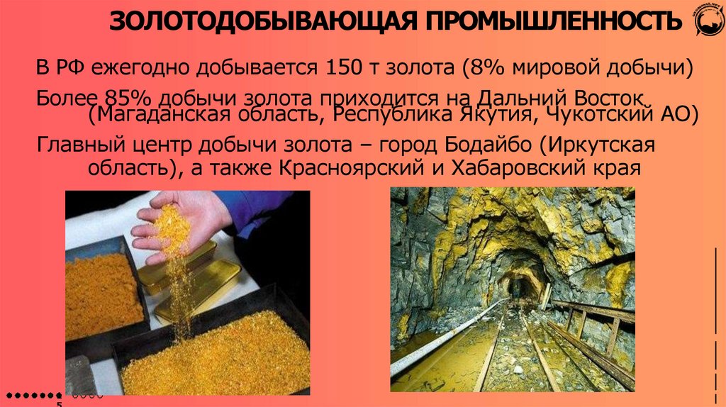 ЗОЛОТОДОБЫВАЮЩАЯ ПРОМЫШЛЕННОСТЬ