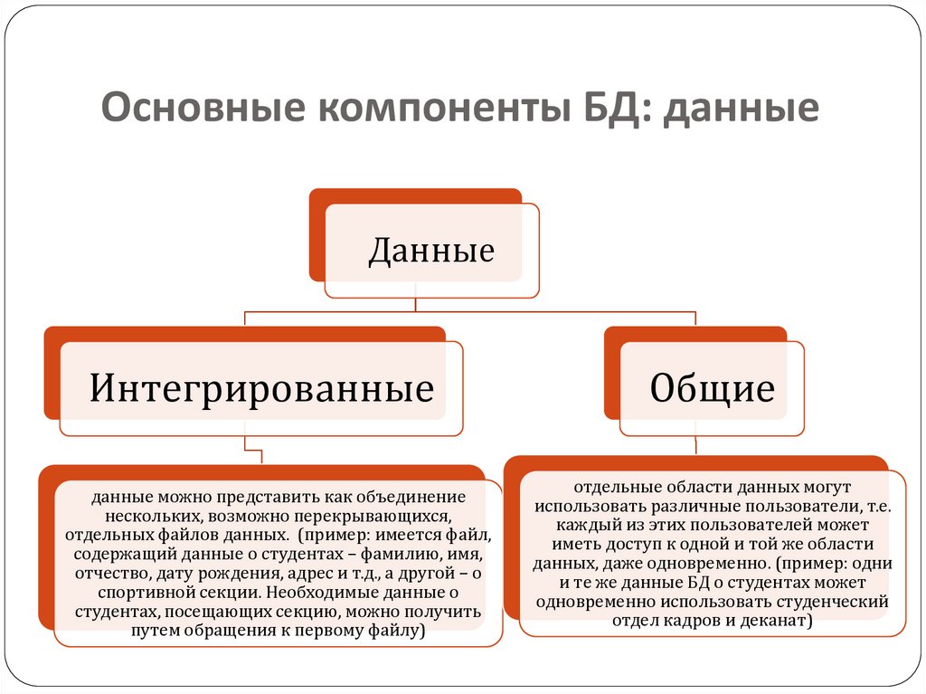 Основные компоненты БД: данные