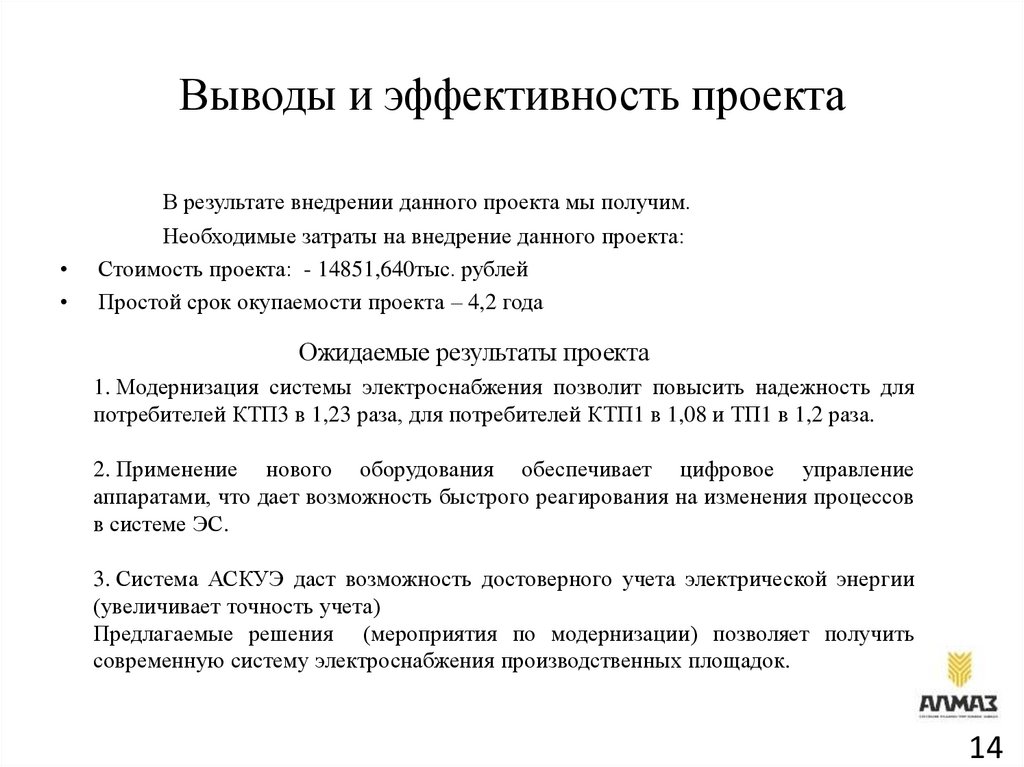 Выводы и эффективность проекта