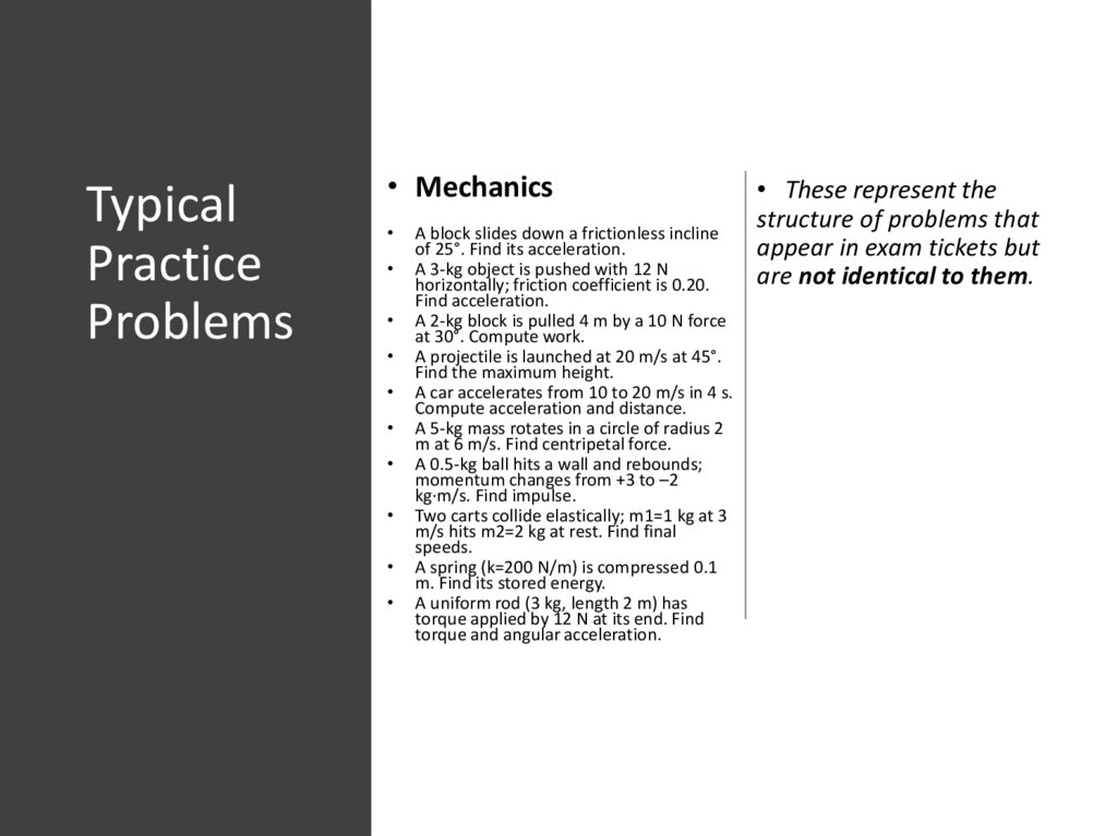 Typical Practice Problems