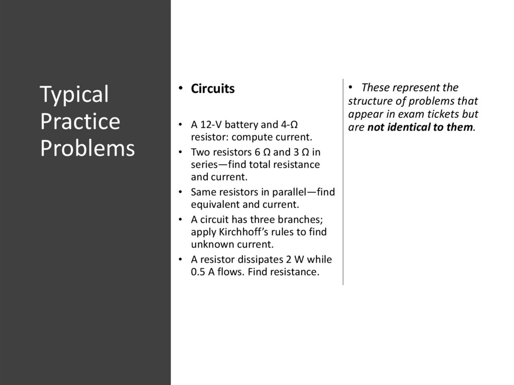 Typical Practice Problems