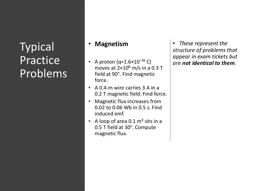 Typical Practice Problems