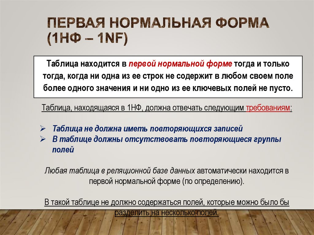 Первая нормальная форма (1НФ – 1NF)