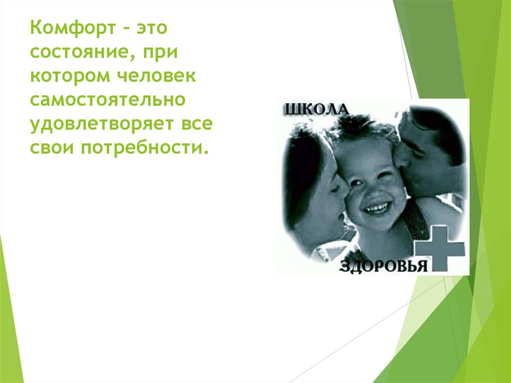 Комфорт – это состояние, при котором человек самостоятельно удовлетворяет все свои потребности.