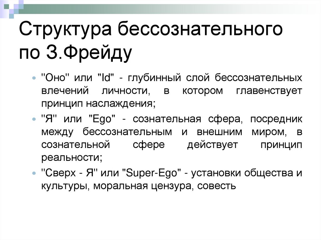 Структура бессознательного по З.Фрейду