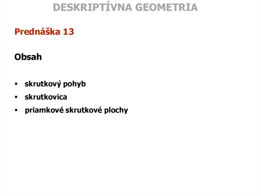 DESKRIPTÍVNA GEOMETRIA