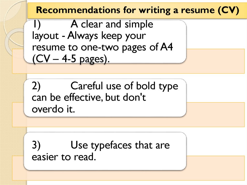 Recommendations for writing a resume (CV)