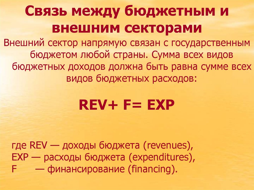 Связь между бюджетным и внешним секторами