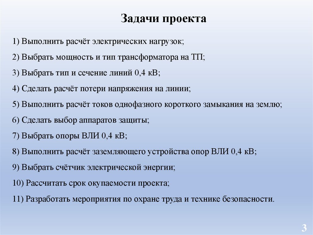 Задачи проекта