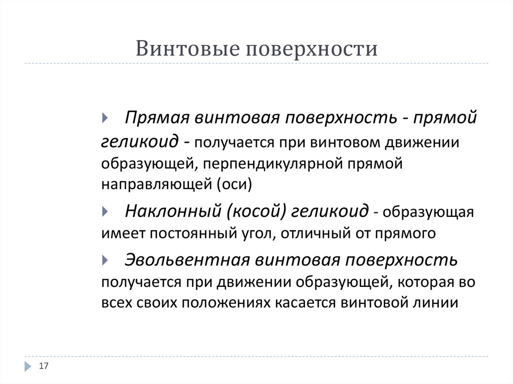 Винтовые поверхности