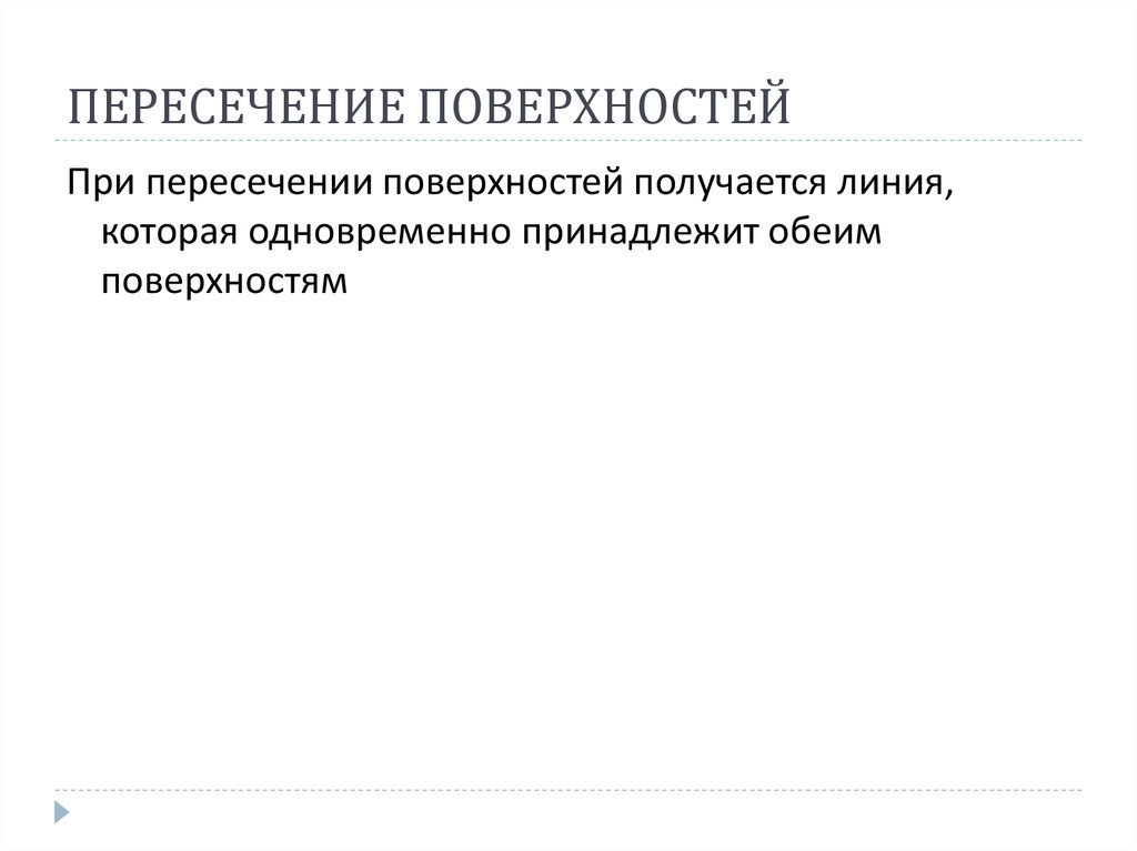 ПЕРЕСЕЧЕНИЕ ПОВЕРХНОСТЕЙ