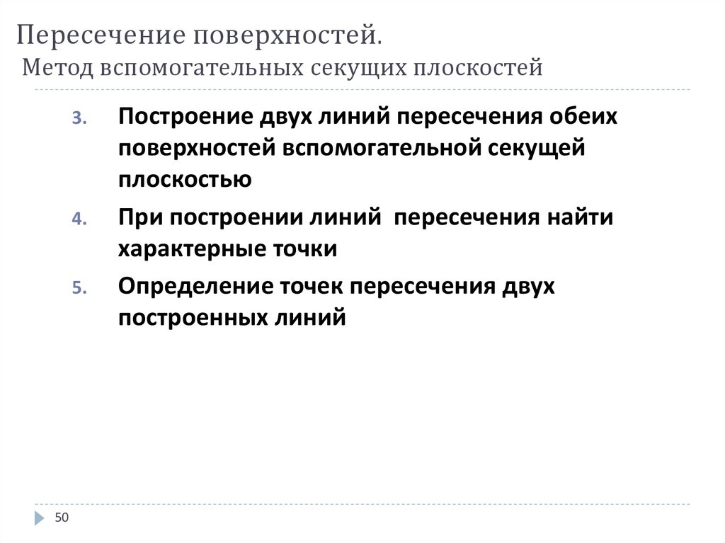 Пересечение поверхностей. Метод вспомогательных секущих плоскостей