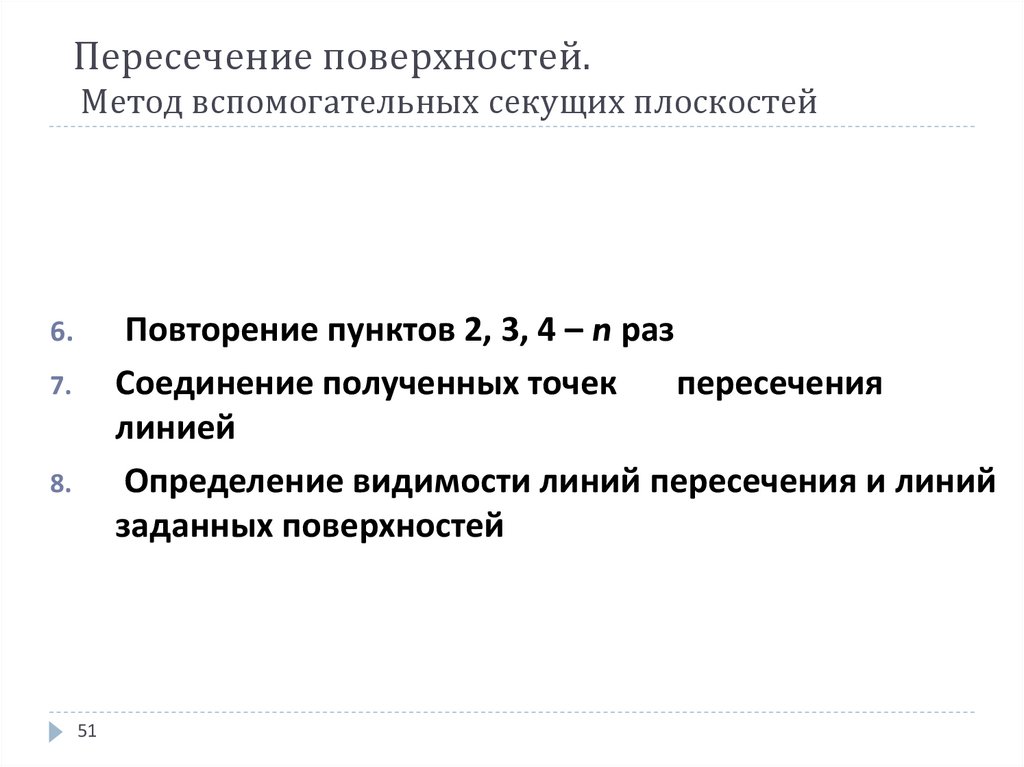 Пересечение поверхностей. Метод вспомогательных секущих плоскостей