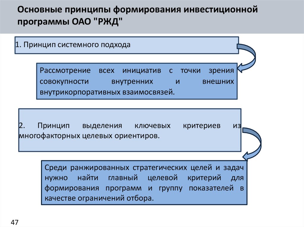 2. Принцип выделения ключевых критериев из многофакторных целевых ориентиров.