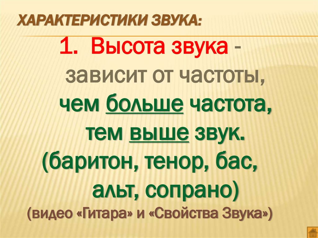 Характеристики звука: