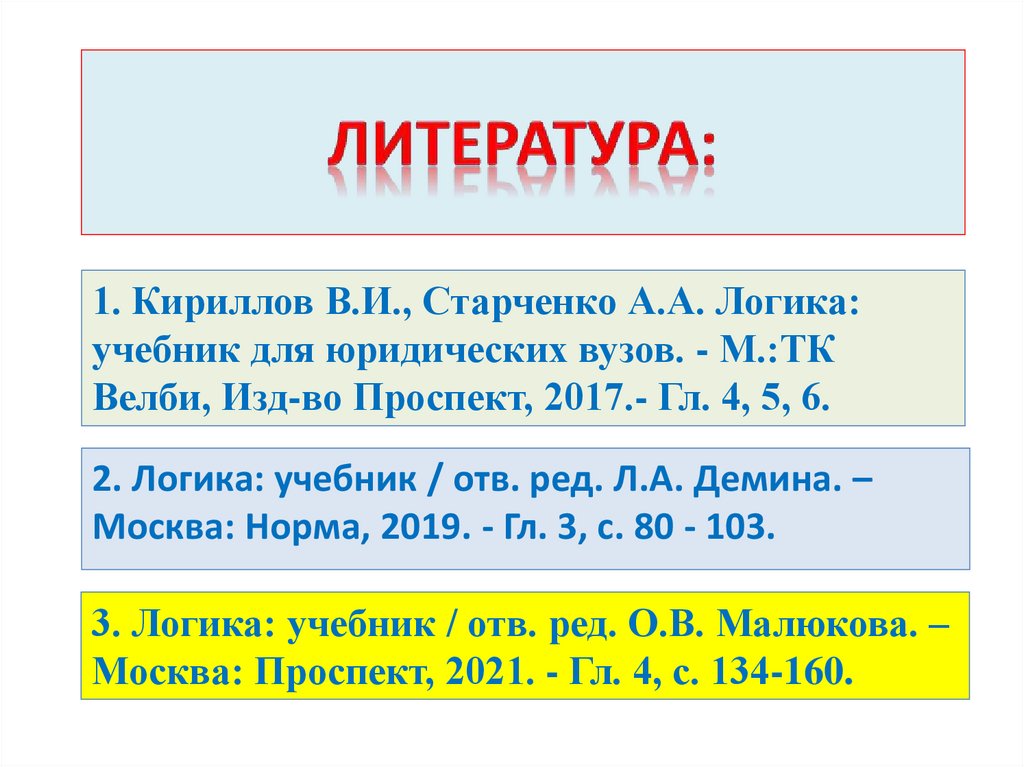 ЛИТЕРАТУРА: