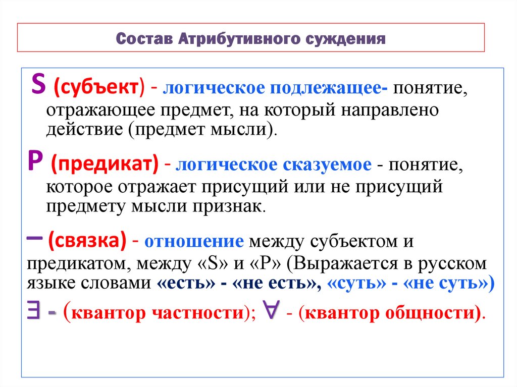 Состав Атрибутивного суждения