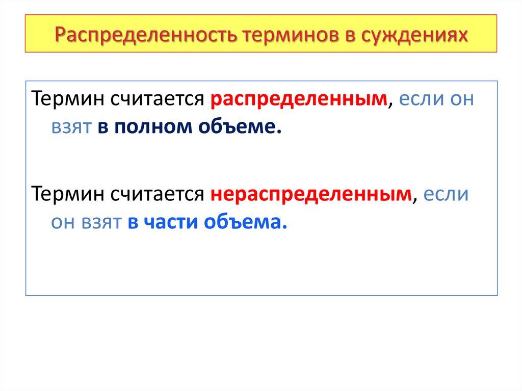 Распределенность терминов в суждениях