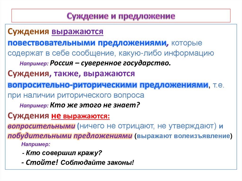 Суждение и предложение