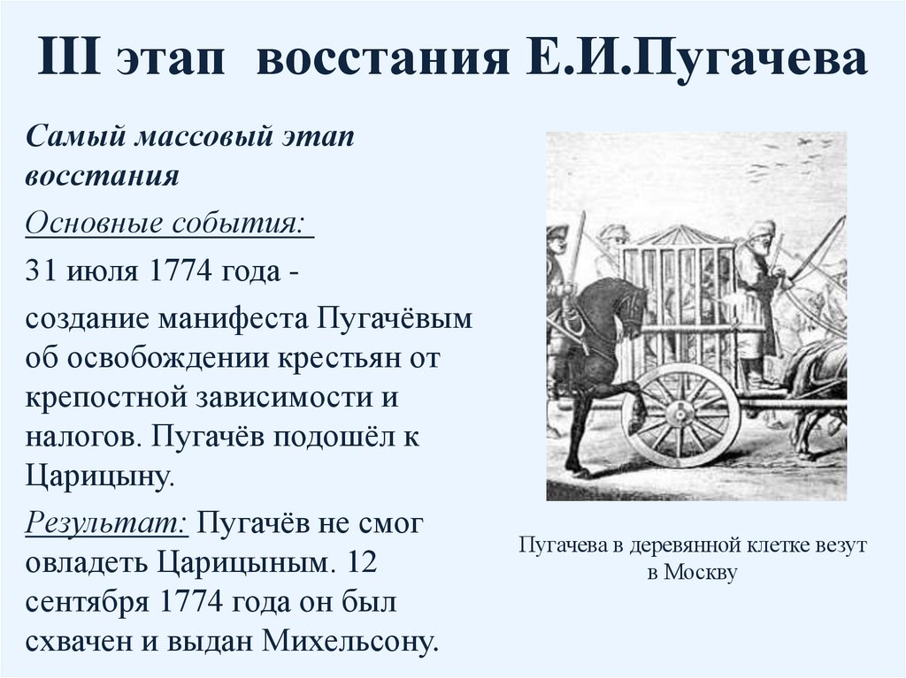 III этап восстания Е.И.Пугачева