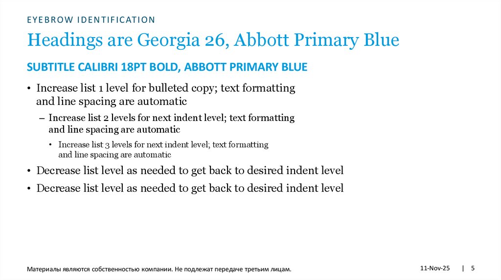 Headings are Georgia 26, Abbott Primary Blue