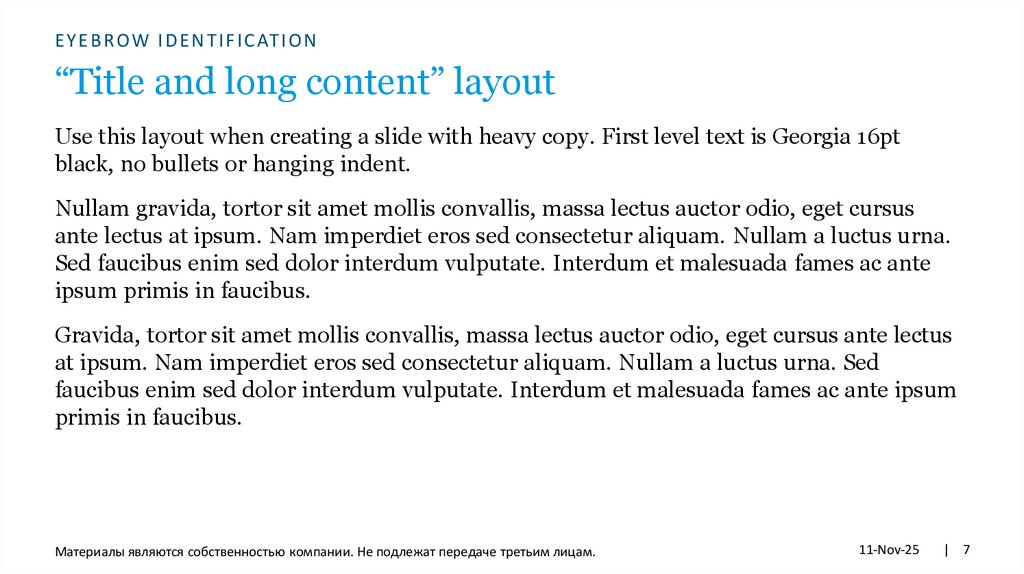 “Title and long content” layout