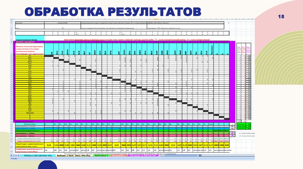 Обработка результатов