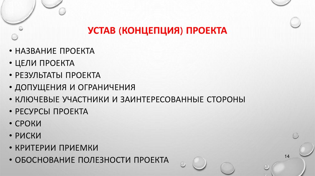 Устав (концепция) проекта