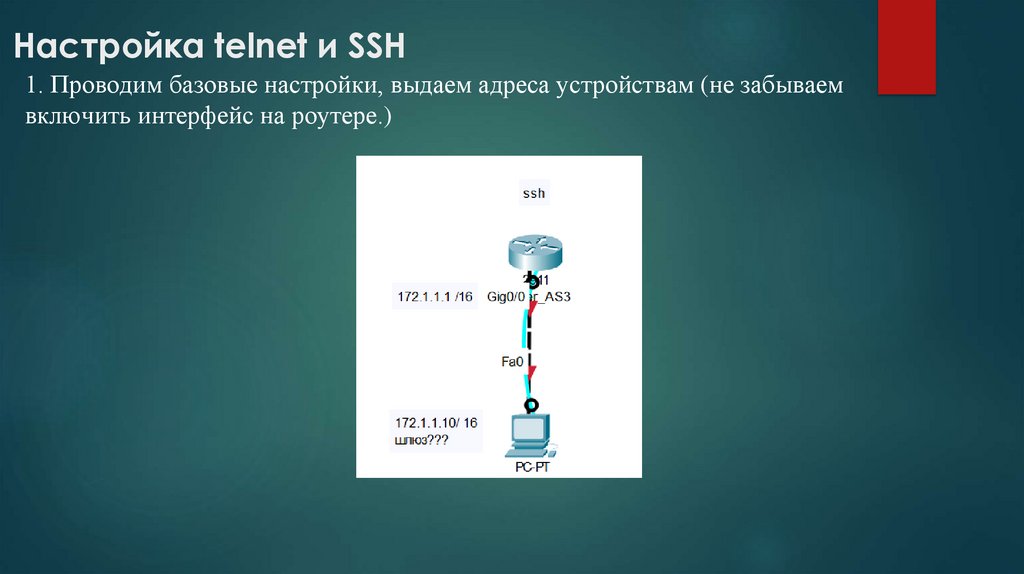  Настройка telnet и SSH