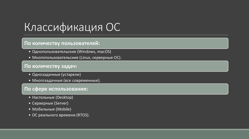Классификация ОС