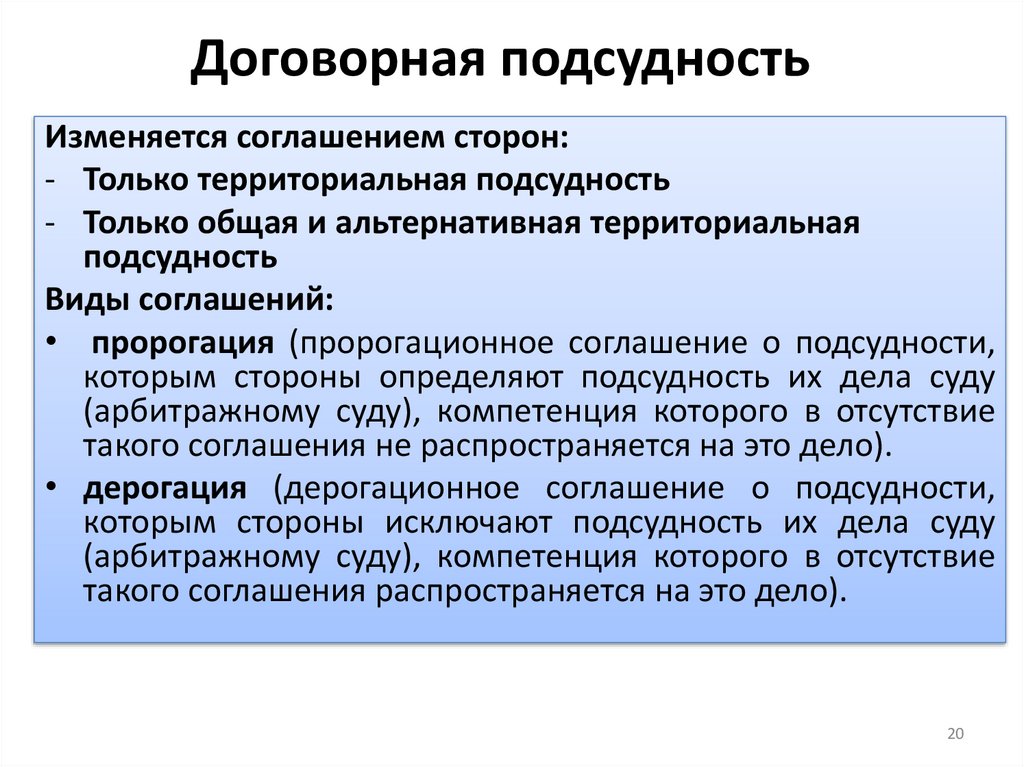 Договорная подсудность