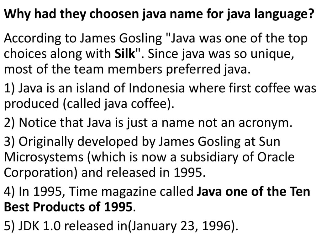 Why had they choosen java name for java language?