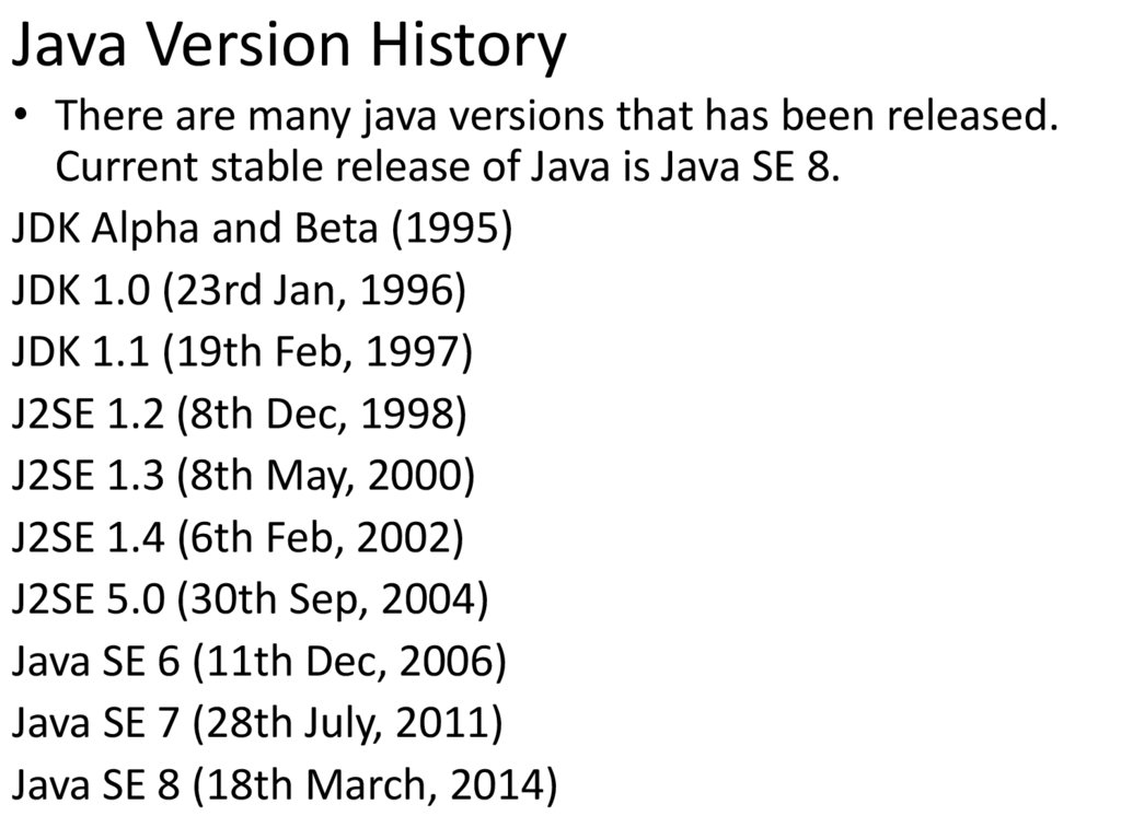 Java Version History