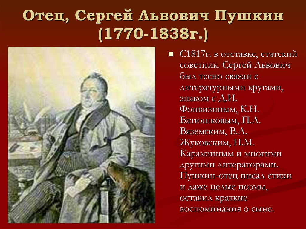 Отец, Сергей Львович Пушкин (1770-1838г.)