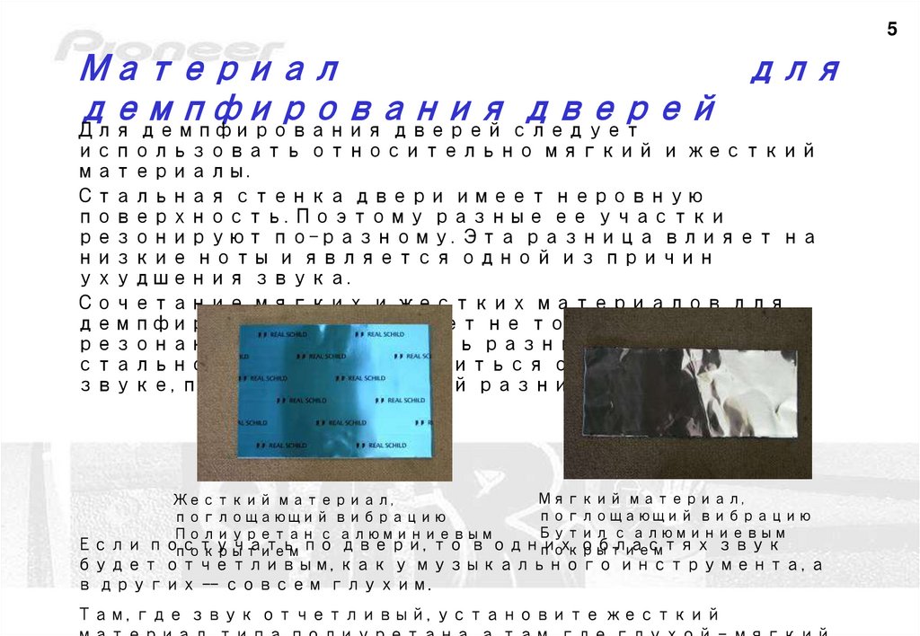 Материал для демпфирования дверей