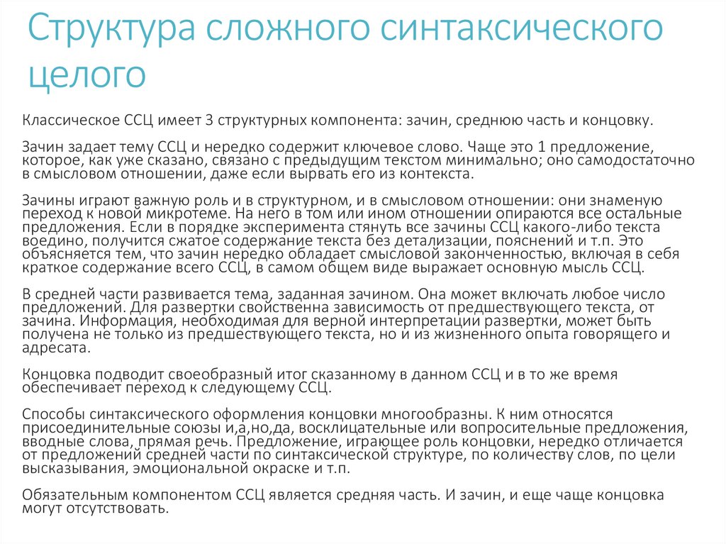 Структура сложного синтаксического целого