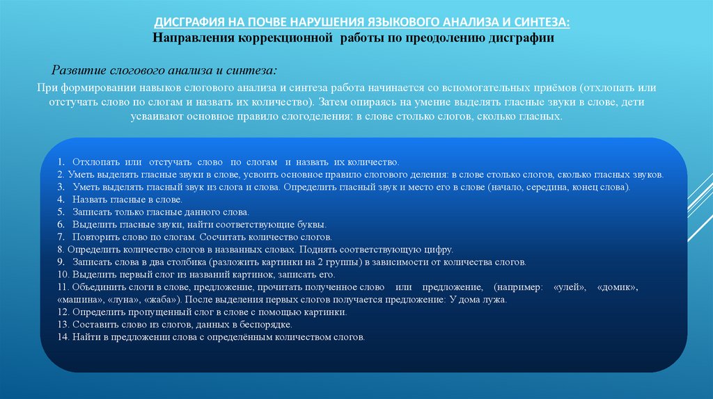 Дисграфия на почве нарушения языкового анализа и синтеза: