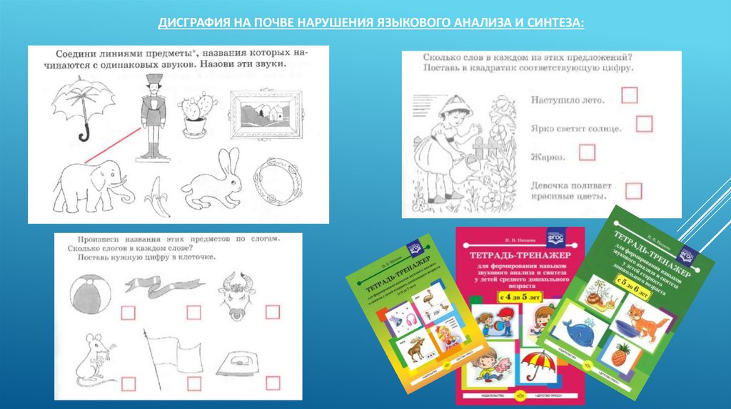Дисграфия на почве нарушения языкового анализа и синтеза: